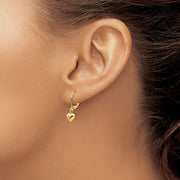 14kt Yellow Gold Puffed Heart Drop Earrings