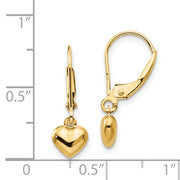 14kt Yellow Gold Puffed Heart Drop Earrings