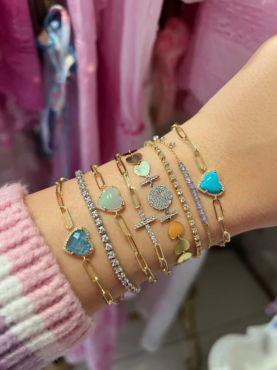 Turquoise Heart Paperclip Bracelet