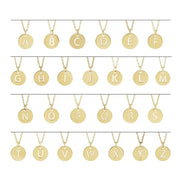 14kt  Gold 10mm Initial Disc Pendant Necklace