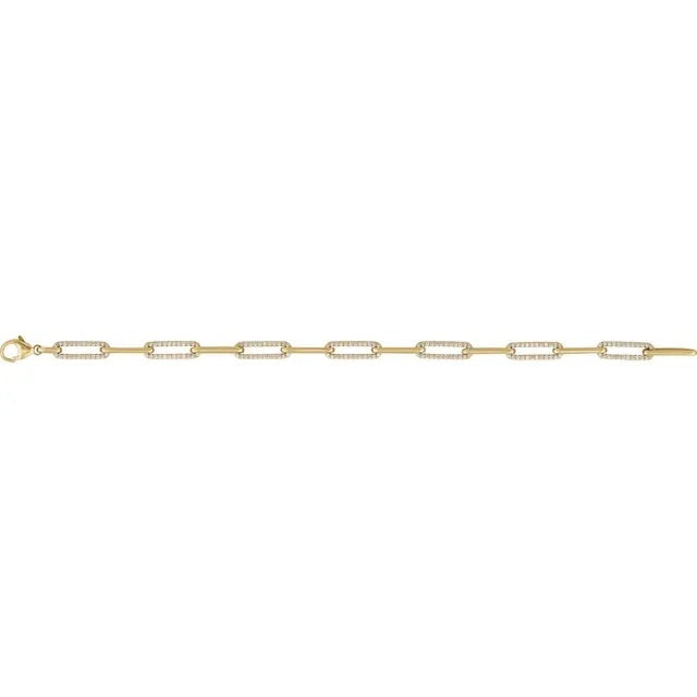 Alternating Diamond Paperclip Bracelet