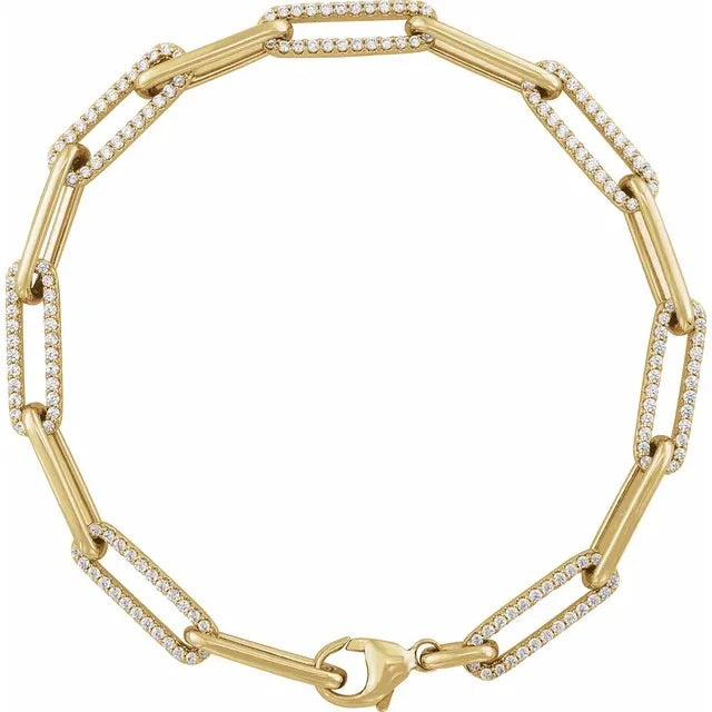 Alternating Diamond Paperclip Bracelet