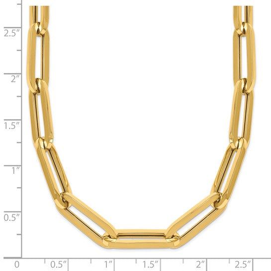 Herco 14K Polished 7.0mm Hollow Paperclip Link 18 inch Necklace