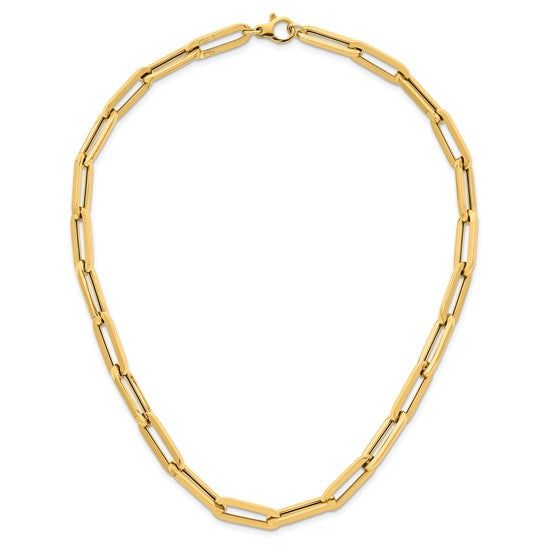 Herco 14K Polished 7.0mm Hollow Paperclip Link 18 inch Necklace