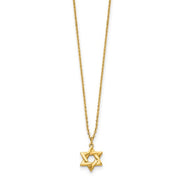 14K Polished Star of David 16 inch with 2in ext. Necklace