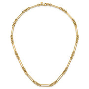 18 Inch 14kt Yellow Gold Alternating Paperclip Link and Round Link Chain