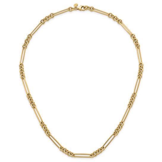 18 Inch 14kt Yellow Gold Alternating Paperclip Link and Round Link Chain