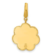 14kt Yellow Gold Beaded and Diamond-cut Flower Pendant