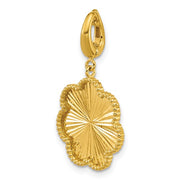 14kt Yellow Gold Beaded and Diamond-cut Flower Pendant