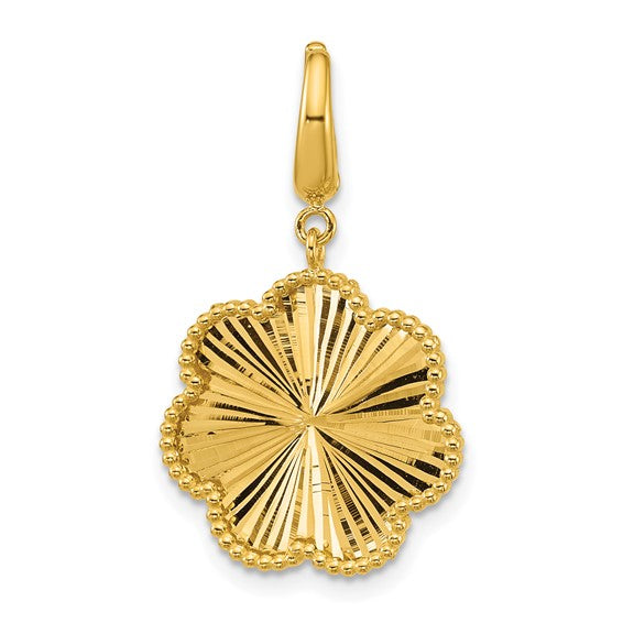 14kt Yellow Gold Beaded and Diamond-cut Flower Pendant