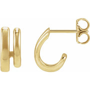 Two Row Stacked 1/2 Inch Gold Hoop J Earrings