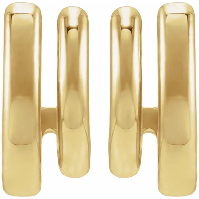 Two Row Stacked 1/2 Inch Gold Hoop J Earrings