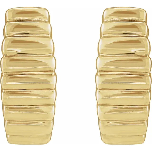 14kt Yellow Gold Ribbed Hoop Earrings