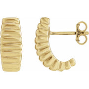 14kt Yellow Gold Ribbed Hoop Earrings