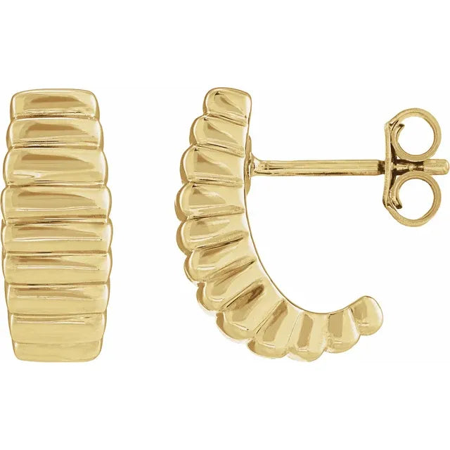 14kt Yellow Gold Ribbed Hoop Earrings