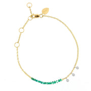 Emerald Bead Bracelet with Diamond Bezels