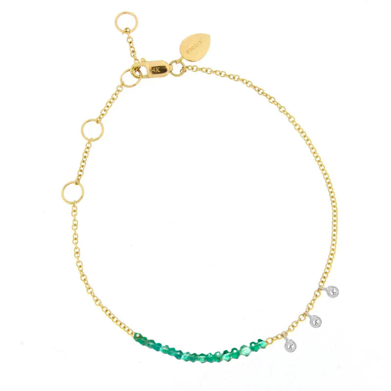 Emerald Bead Bracelet with Diamond Bezels