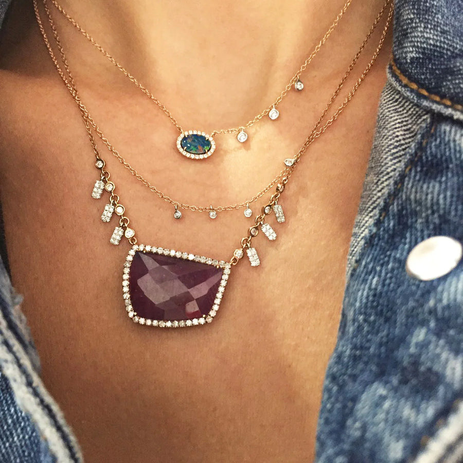 1n6404 Opal & Diamond Bezel Necklace