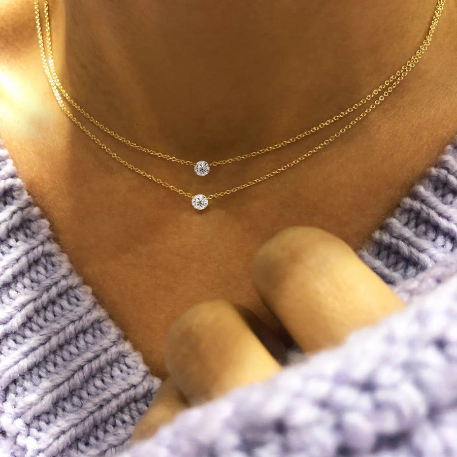14kt Gold Drilled Diamond Necklace 0.30 carat