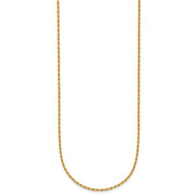 24kt Gold 1.35mm Polished Solid Rope Necklace Chain