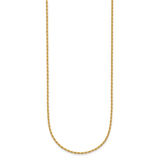 24kt Gold 1.35mm Polished Solid Rope Necklace Chain