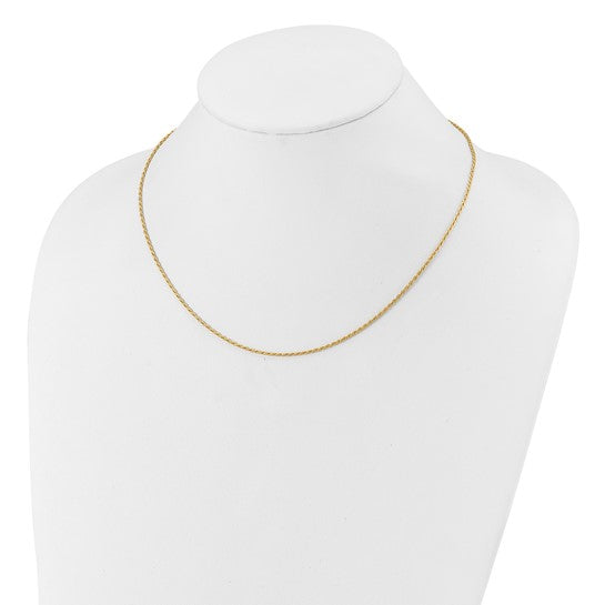 24kt Gold 1.35mm Polished Solid Rope Necklace Chain