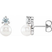 86719 1/2 carat natural diamonds with 6.5mm pearl earrings