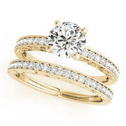 Milgrain Beadset Diamond Setting with Engraved Band