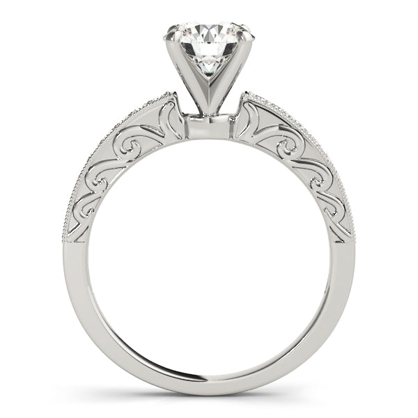 Milgrain Beadset Diamond Setting with Engraved Band