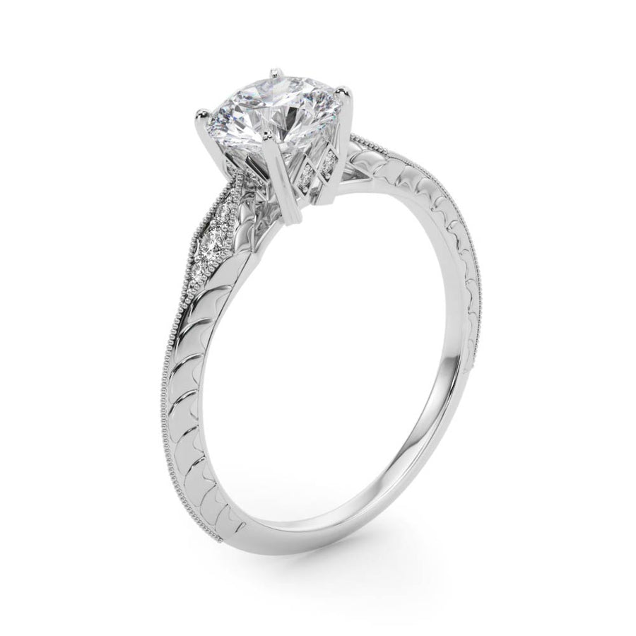 Vintage Style Engraved Diamond Setting