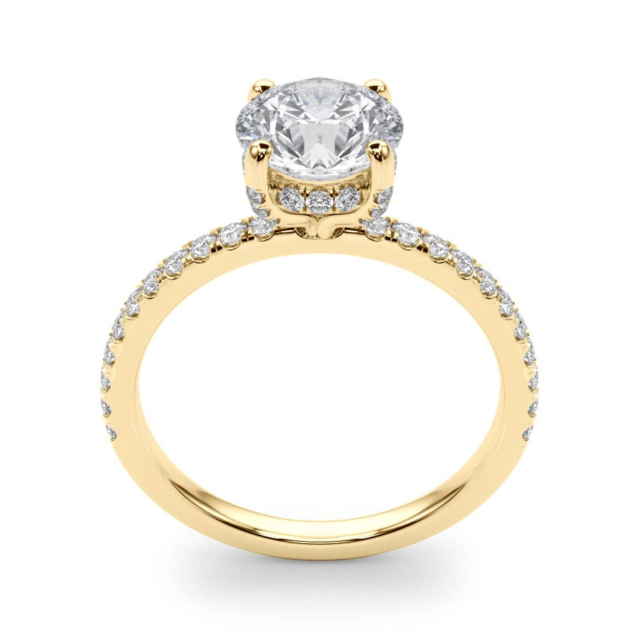 Round Hidden Halo and Diamond Band Setting