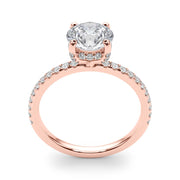 Round Hidden Halo and Diamond Band Setting