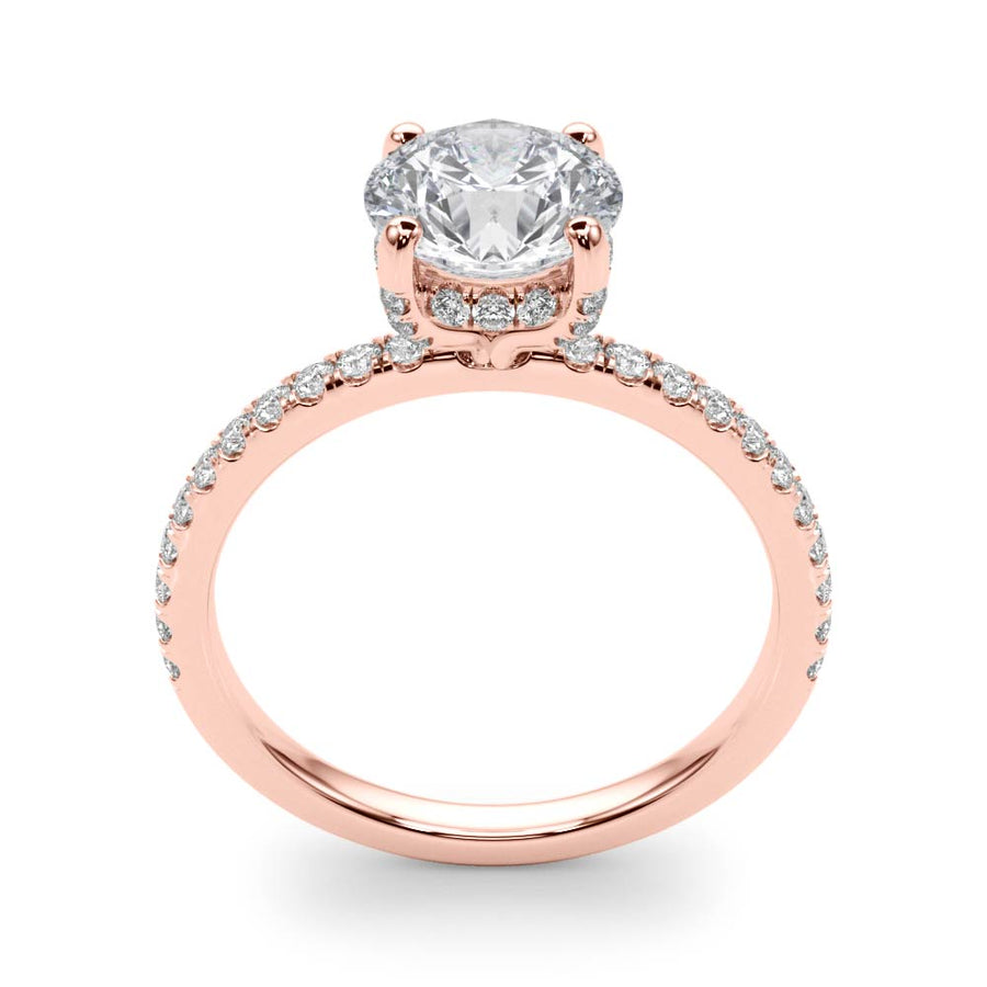 Round Hidden Halo and Diamond Band Setting