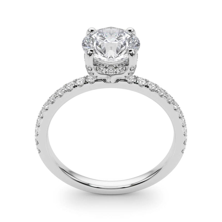 Round Hidden Halo and Diamond Band Setting