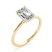 Emerald Cut Solitaire with Hidden Halo