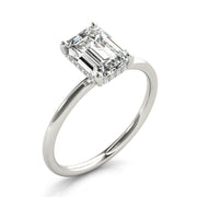 Emerald Cut Solitaire with Hidden Halo