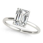 Emerald Cut Solitaire with Hidden Halo