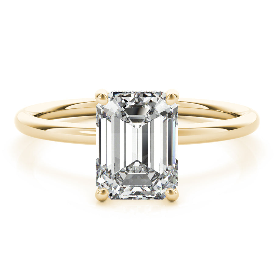 Emerald Cut Solitaire with Hidden Halo