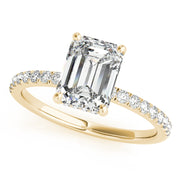 Emerald Cut Hidden Halo with Diamond Band Setting