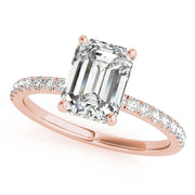 Emerald Cut Hidden Halo with Diamond Band Setting