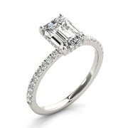 Emerald Cut Hidden Halo with Diamond Band Setting