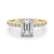 Emerald Cut Diamond with Round Diamond Band