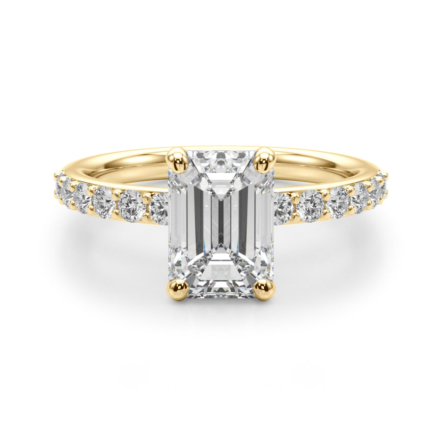 Emerald Cut Diamond with Round Diamond Band