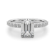 Emerald Cut Diamond with Round Diamond Band