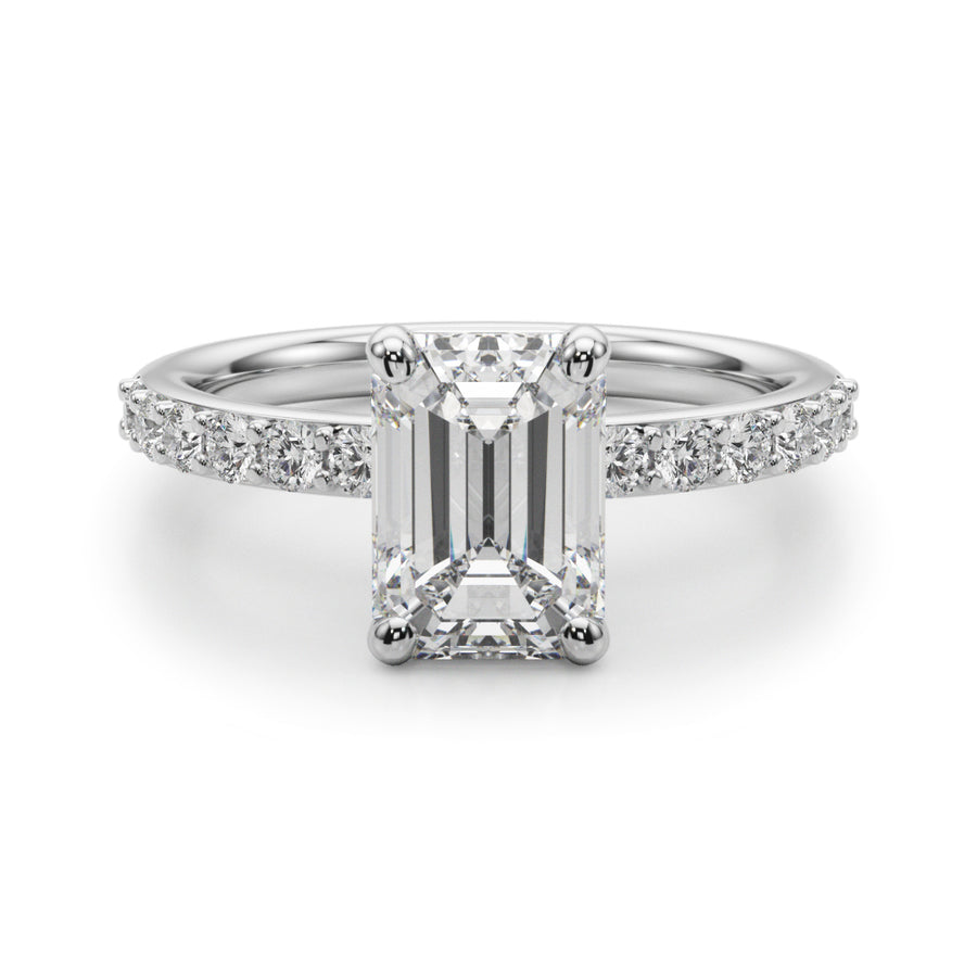 Emerald Cut Diamond with Round Diamond Band