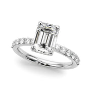 Emerald Cut Diamond with Round Diamond Band