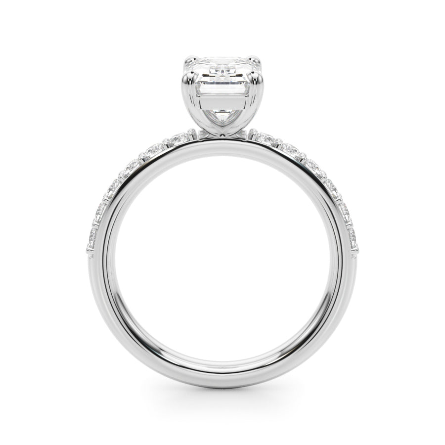 Emerald Cut Diamond with Round Diamond Band