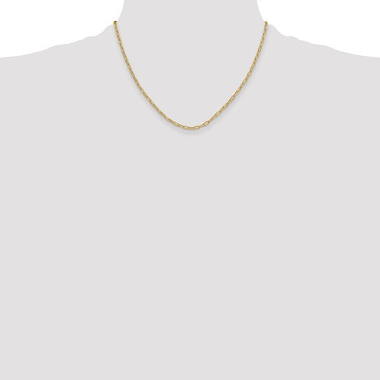14kt Yellow Gold 3.0mm Semi-Solid Beveled D/C Paperclip Chain