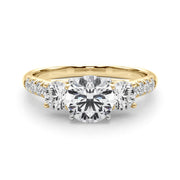 Round Three Stone With Diamond Setting 0.75 Carat Side Weight