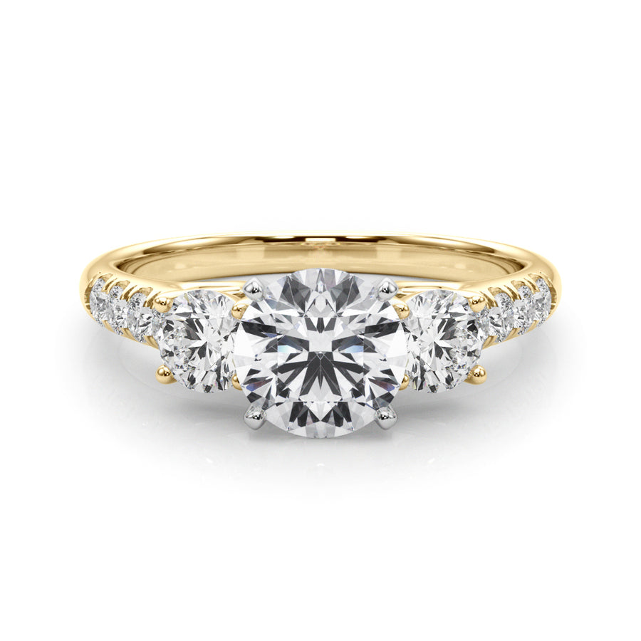 Round Three Stone With Diamond Setting 0.75 Carat Side Weight